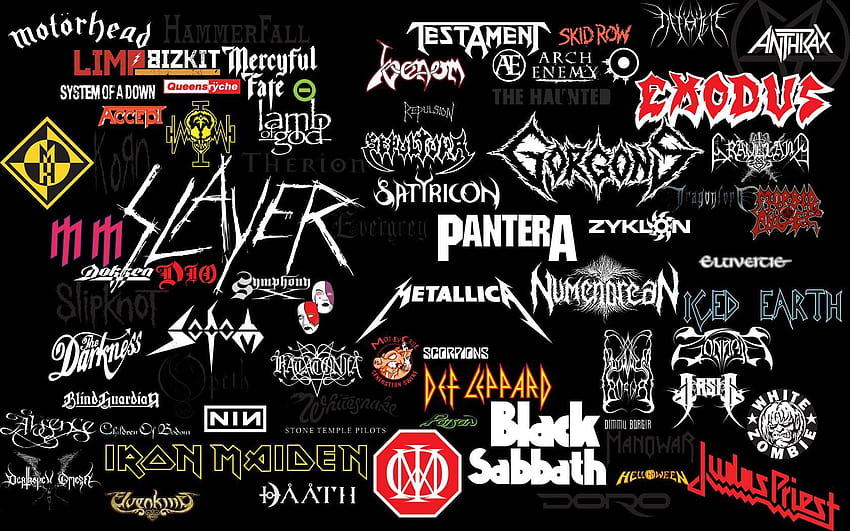 Collage de logos de groupes de metal